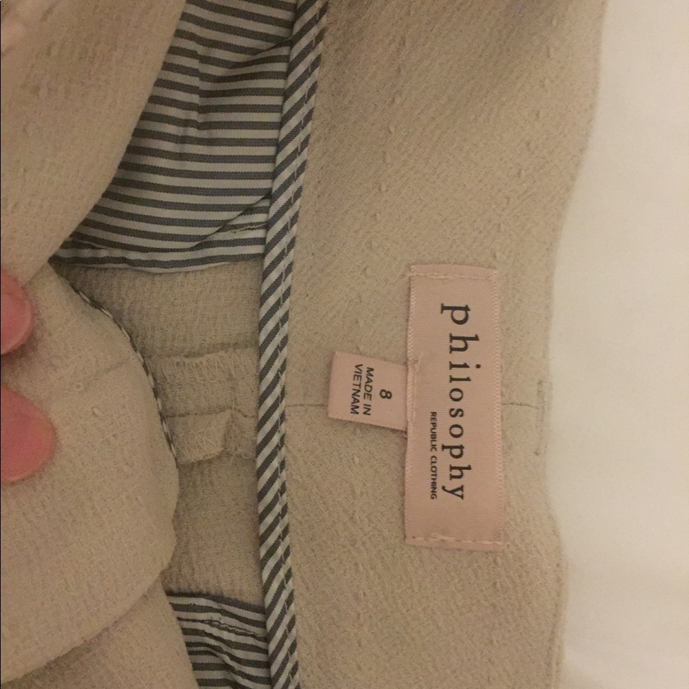 Philosophy high waisted tan dress shorts, size 8